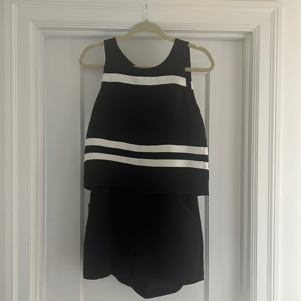 Parker small black striped romper